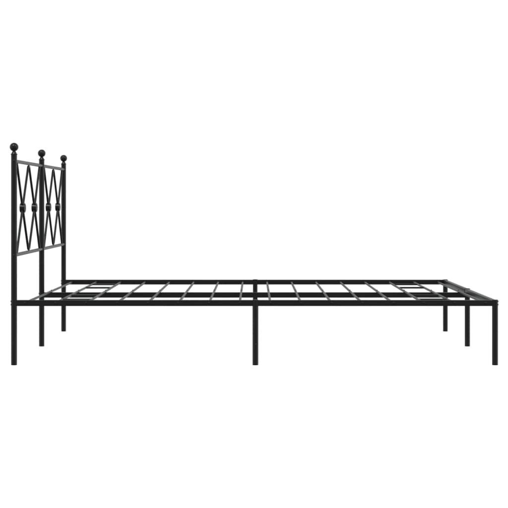 Metal Bed Frame with Headboard Black 140 x 190 cm
