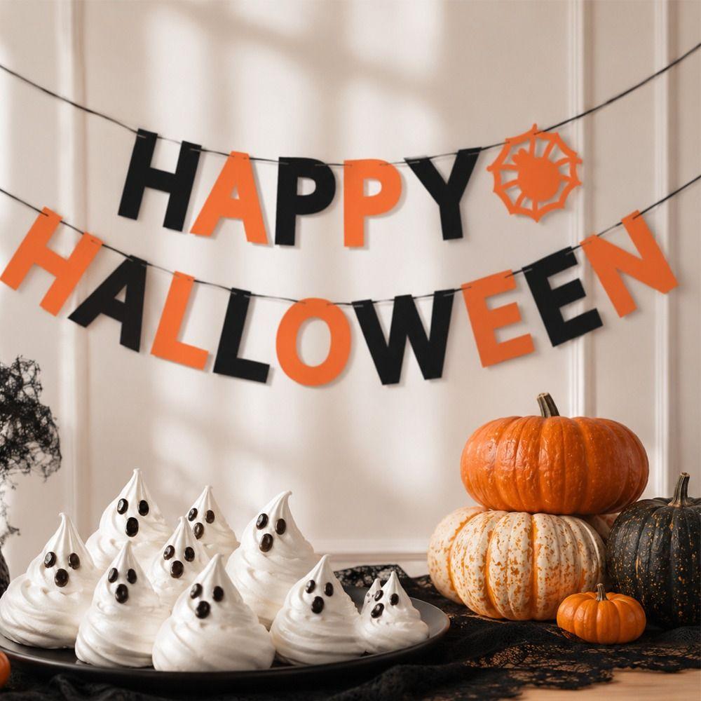 Reusable Happy Halloween Banner Celebration Halloween Hanging Decorations Mischievous Party Decor