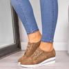 Autumn single shoes wedge heel hollow round head shoes