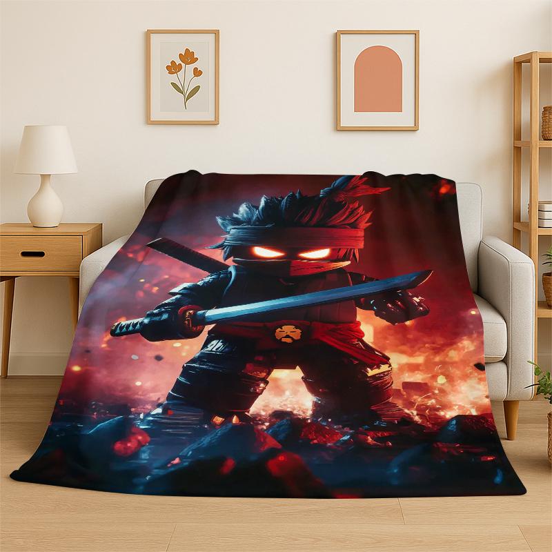 Classic SSandbox Cartoon Pixel Bulding Game Flannel Blanket Soft Warm Throw Blanket for Bedroom Living Room Bed Travel Gift