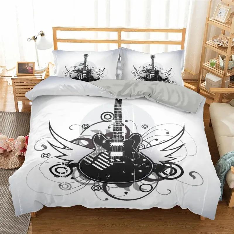 Beding Set Adult Peoples Winter Music, Guitar Comfortable Quilt Cover Set Children Kids,twin Ful Quen King Bedrom Set Home Textile House De Couete
