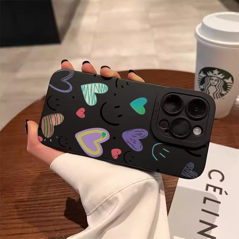 Colorful Heart Smile Shockroof Phone Case For iPhone 17 Air 16 15 13 12 11 Pro Max Pro Plus Lightweight Slim Fit Coque Cover