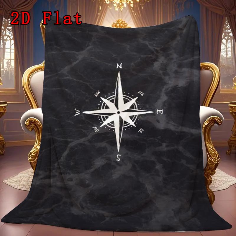 Compass 2D Flat Pattern Flannel Blanket High quality All Seasons Warmth and Comfort Perfect for Christmas Gifts.MMT0918625