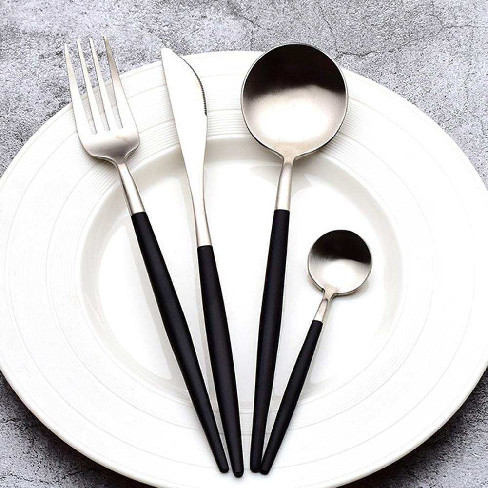 Ensemble de couverts antidérapants à bord lisse, poignée confortable, ensemble de couteaux et fourchettes en acier inoxydable 304, idéal pour la maison et le Restaurant, 4 pièces