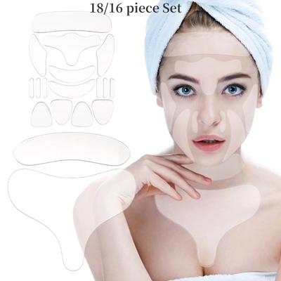 18/16 piezas reutilizables cara frente cuello pecho barbilla parches antiarrugas tiras antiarrugas eliminación de arrugas cinta facial tratamiento antiarrugas almohadilla antienvejecimiento