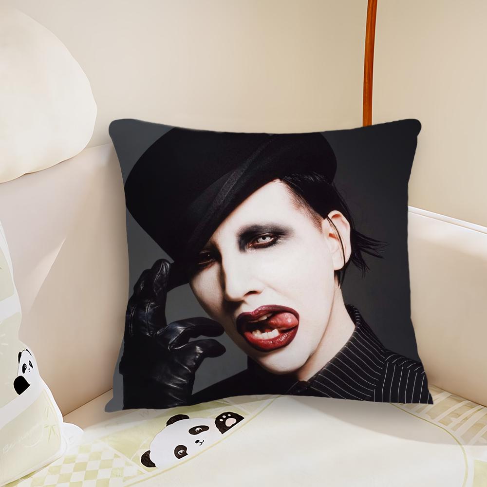 Signer M-Marilyn Manson Music cushion cover Living Room Headboard Bedroom Office Cushion Cushion Sofa Nap Time Pillow Case
