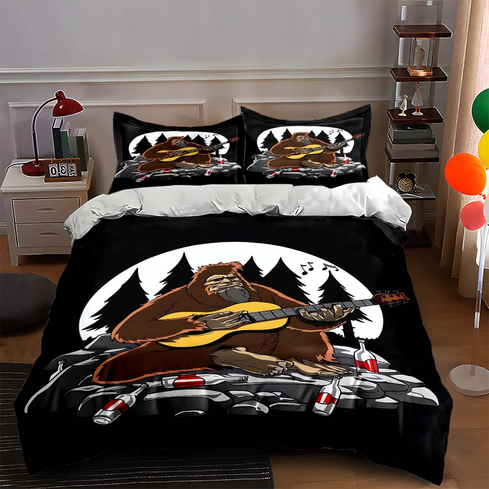 

Bigfoot playing guitar. Bedding Duvet cover sets Duvet covers Pillowcases gifts (1 * Duvet Cover 2 * Pillowcases, without duvet insert) 135x200cm