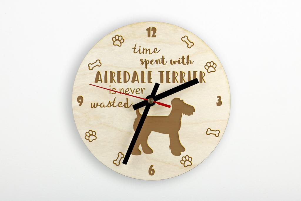 Airedale Terrier, Bingley Terrier – Clock with dog, wooden clock with engraving | Art-Dog