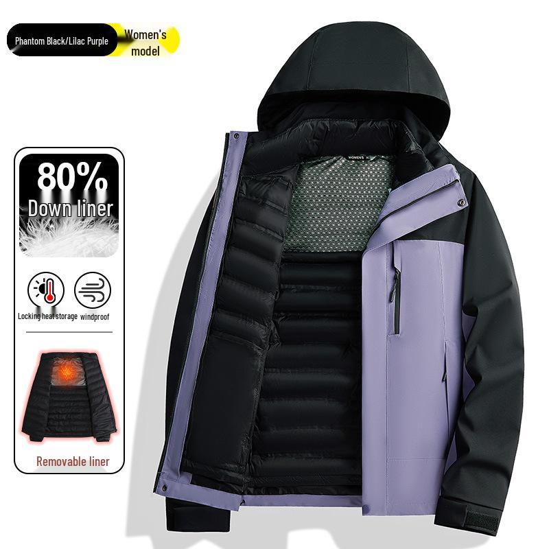 

Национальный стандарт Уровень 2 Пуховик 3-в-1: Мужской и женский ветрозащитный, водонепроницаемый, отстегивающийся зимний лыжный костюм M