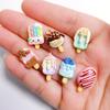 100pcs Kawaii Bean Flatback Resin Cabochon Simulation Ice Cream Popsicle Scrapbook Crafts DIY Hair Bows Accessories Phone Decor