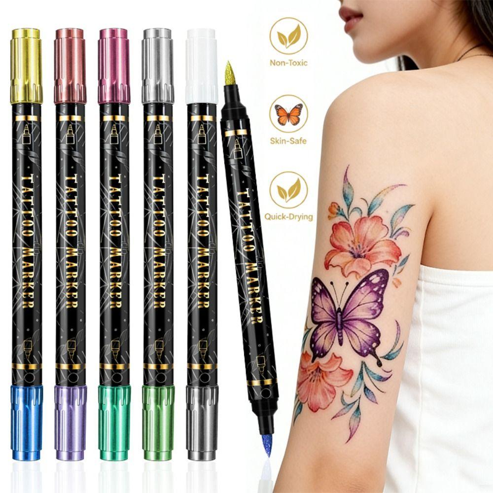 Non-Toxic Tattoo Doodle Pen Easy Wash Off Tattoo Marker Pen  for Cosplay Raves  Festivals Party