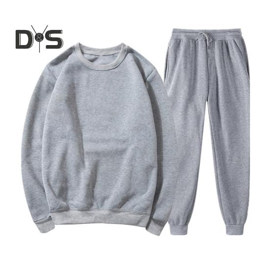 

2 шт./комплект спортивный костюм круглый вырез длинный рукав пуловер топы эластичный шнурок талия длинные брюки комплект офисный тренировочный наряд XXL светло-серый