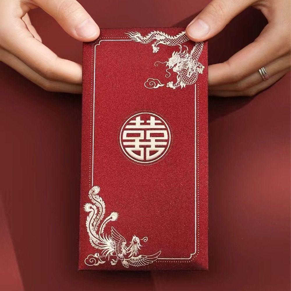 6pcs Chinese Style New Year Red Envelopes Blessing Gifts Packing Bags Spring Festival Supplies