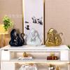 New Creative Sculpture Lady and Cat Resin Decorative Ornament Home Living Room Wine Cabinet Desktop Porch Ornament