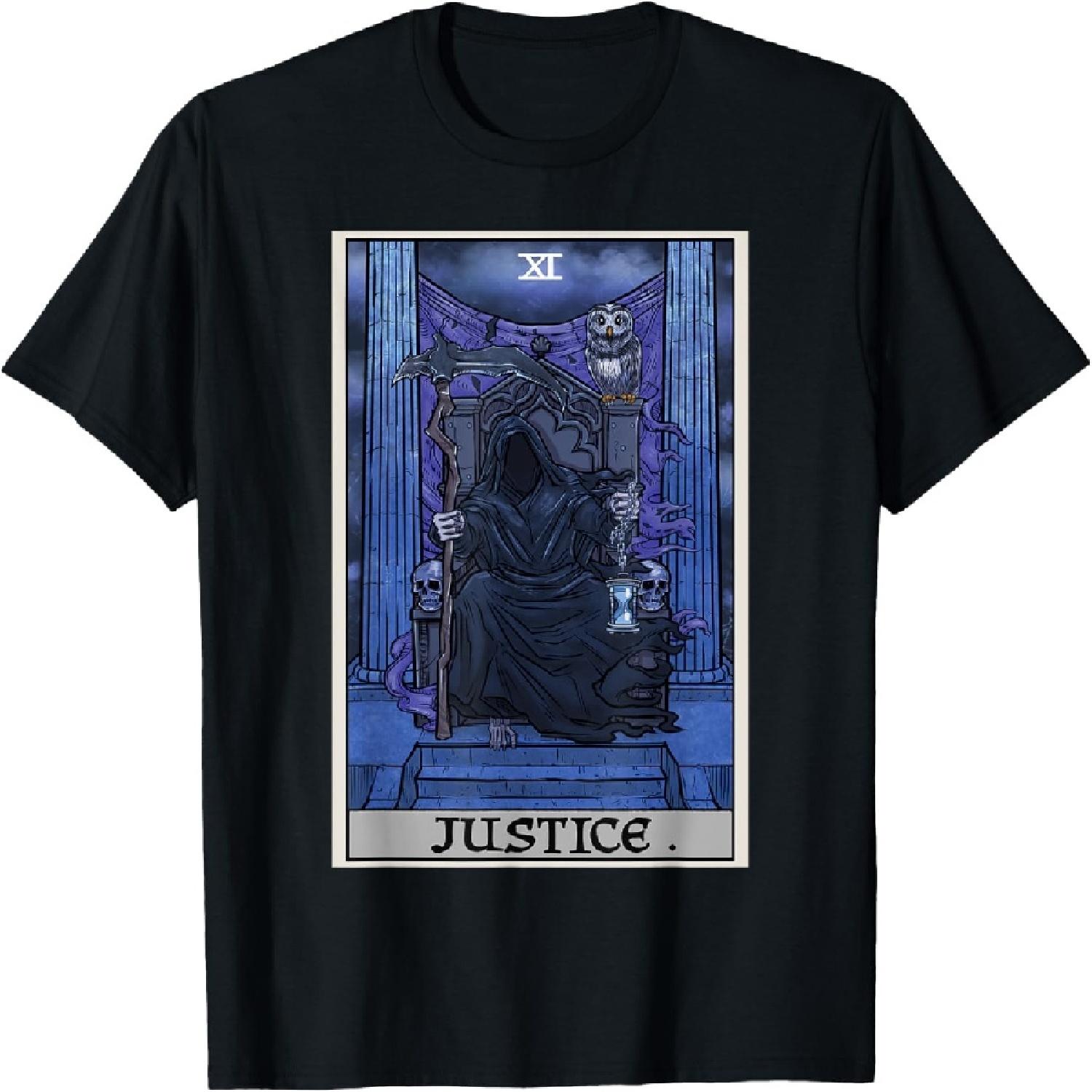 Justice Tarot Card Grim Reaper Halloween Gothic Witch Horror T-Shirt XXXXXL разноцветный