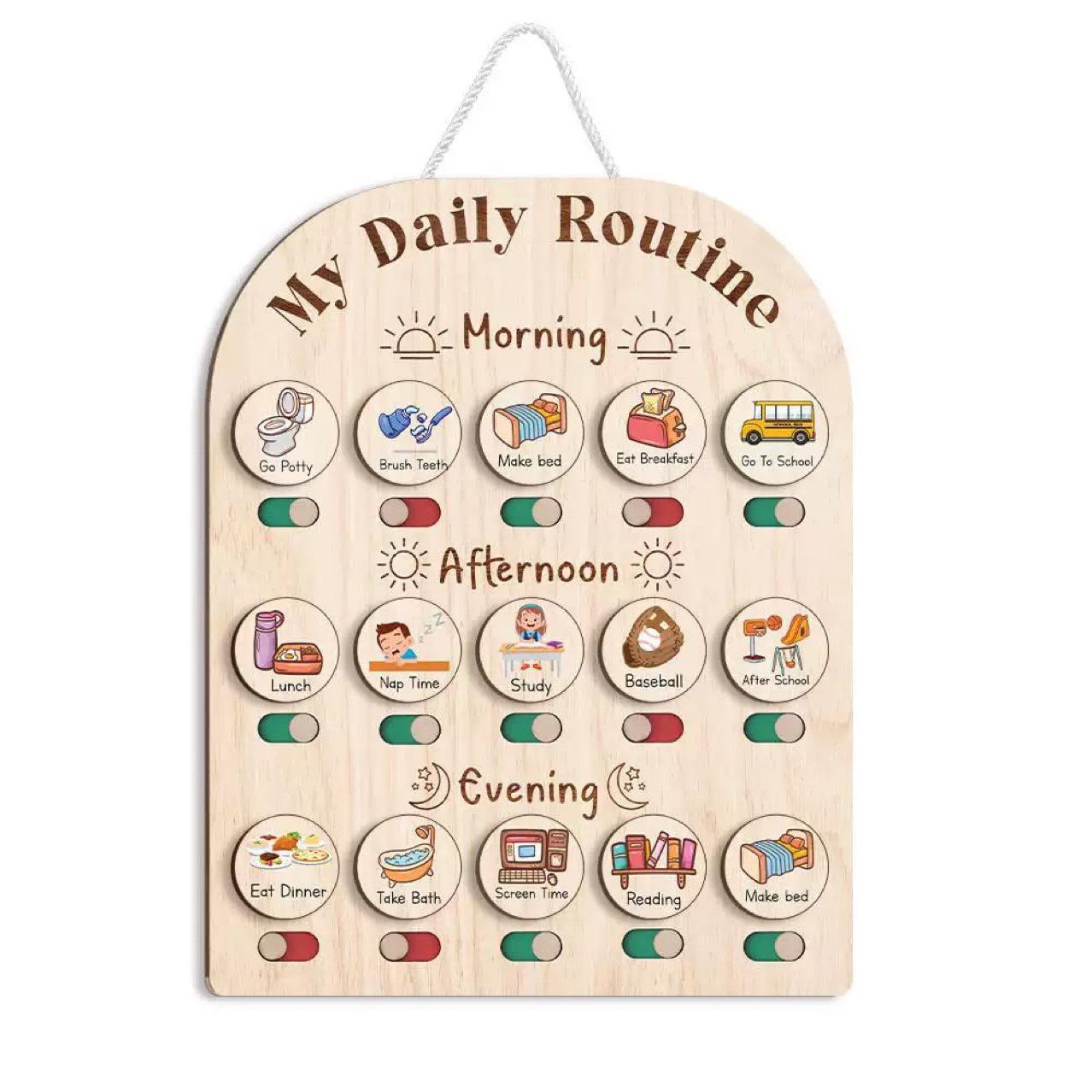 

Kids Daily Routine Wooden Chart 14.5 x 11.8 x 1.5 inches