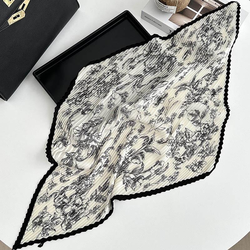 Folded silk scarf autumn new polka dot decorative scarf niche thin scarf scarf versatile