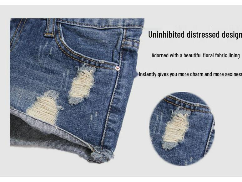 Women's Plus Size Korean Style Ripped Denim Shorts – Summer 3/4 Hot Pants