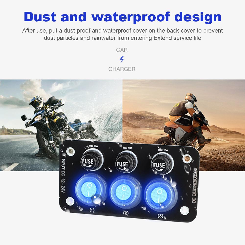 12V-24V LED Marine Boat Rocker Switch Panel 3 Buttons ON Off Toggle Switch Panel for Boat Truck Trailer Camper Caravan RV