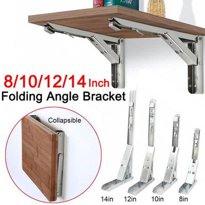 2pcs 8-14 Inch White Folding Angle Bracket DIY Home Table Bench Adjustable Wall Mounted Durable Bearing Shelf Bracket