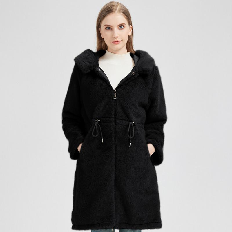 Fashion Winter Coat Female Long Parkas Hooded Can Be Worn On Both The Inside and Outside Loose Thick Warm Women's Faux Fur Jackets
