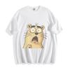 Shocked Feline Cartoon T-Shirt - Hilarious Wide-Eyed Animated Cat Unisex Tee