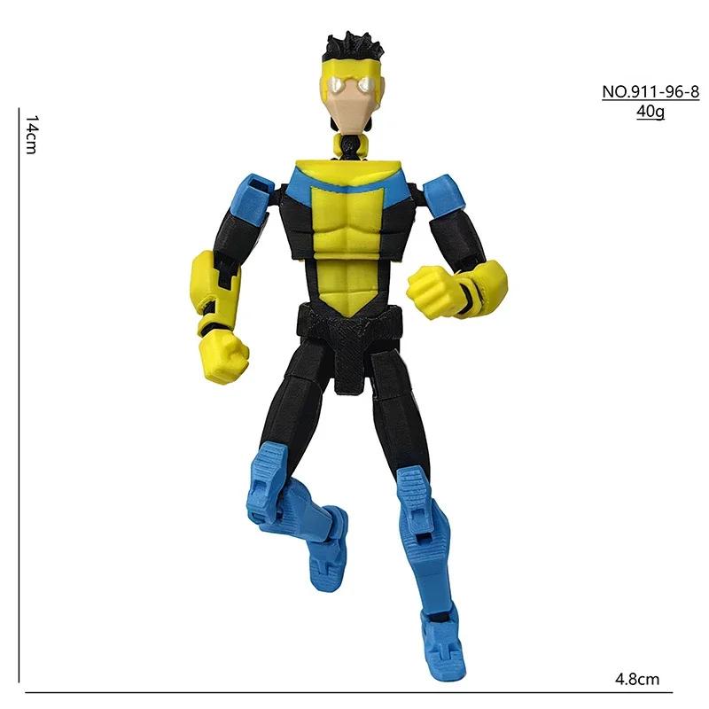 Creative 3D Printed Dummy13 Figure Blue Mask Design Multi-Joint Posable Shapeshift Model Desktop Decor Children's Birthday Gift