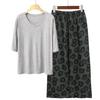 Pajamas Women's Spring and Summer New V-neck Short-sleeved Cotton and Linen Pants European and American Large-size Loungewear Two-piece Set