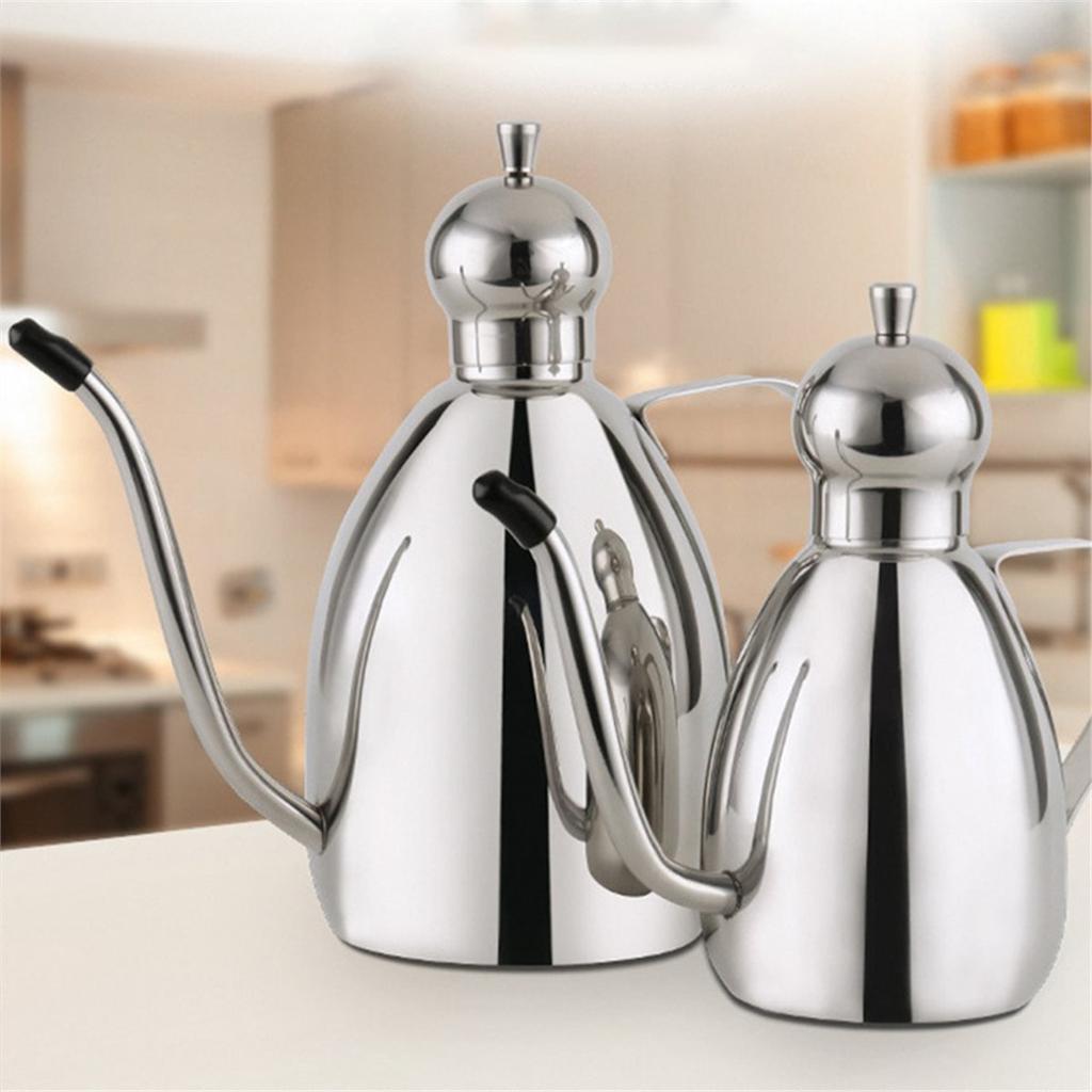Stainless Steel Oil Pot Drum Type Leakproof Seasoning Container with Cap Kitchen for Soy Sauce Cooking Tool 500ML