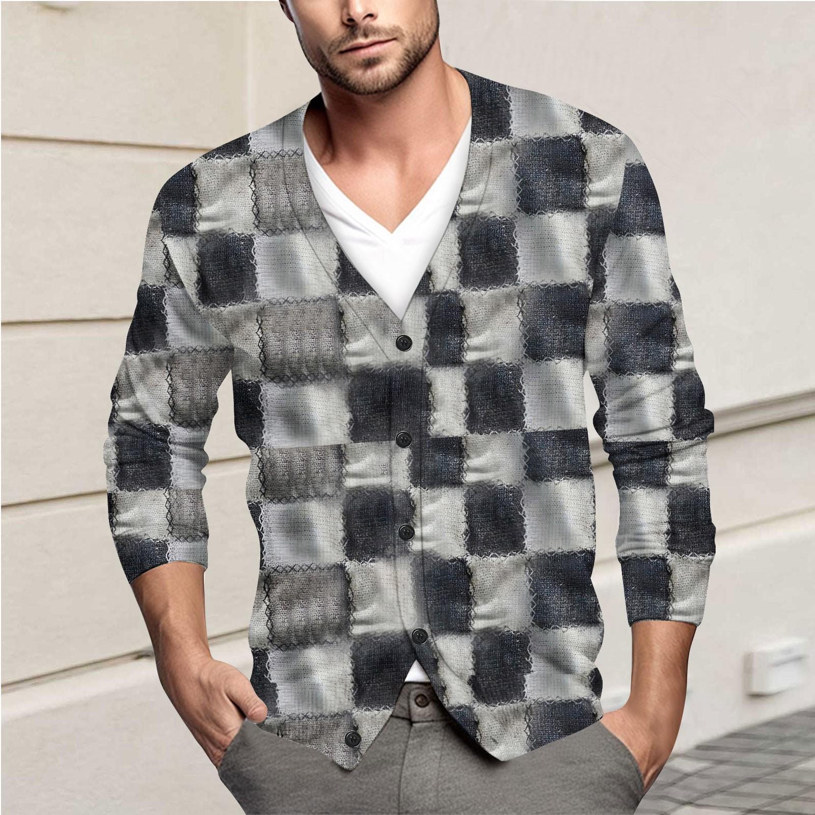 Мужская повседневная однобортная модная куртка-кардиган с длинными рукавами на пуговицах M