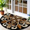 Elegante Tappeto Semicircolare Nero Bianco Marrone Morbido Antiscivolo Tappetino Decorativo Stampa 2D Tappeto Botanico per Decorazione Cucina Patio