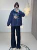 Winter 2025 Plus Size Women's Letter Print Hooded Sweatshirt - Fashionable Drawstring Style