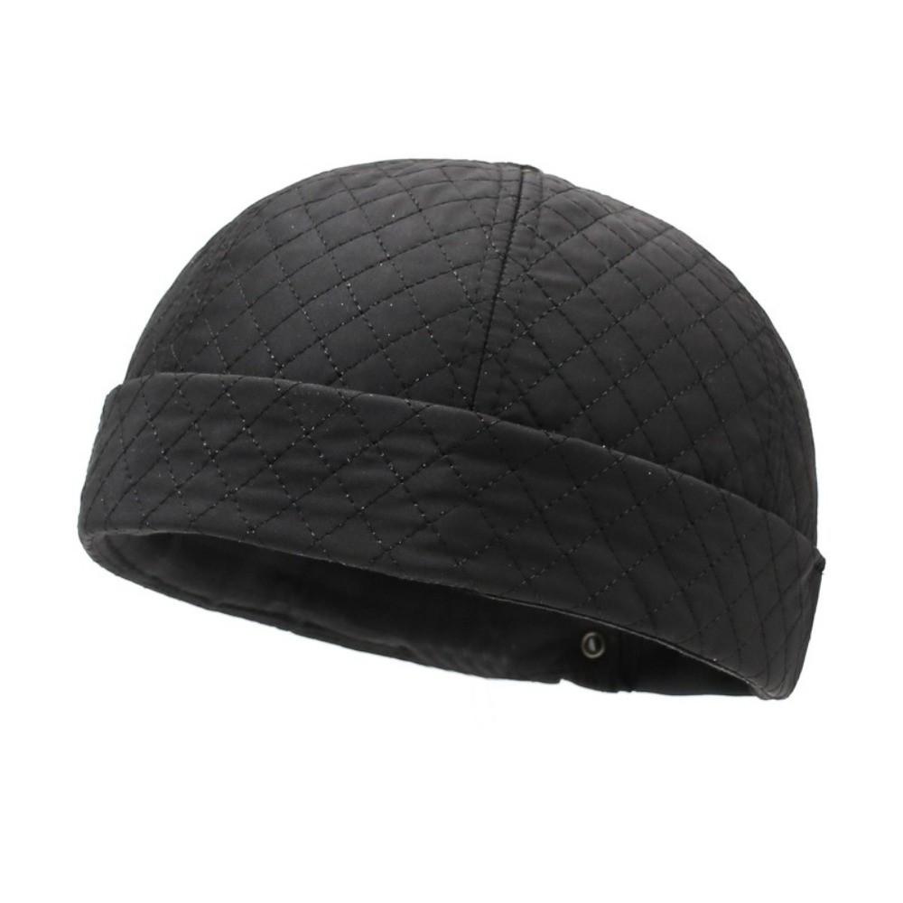 

Winter Warm Beanie Cap Thick Melon Skin Tide Hats Fashion Bucket Hat чёрный