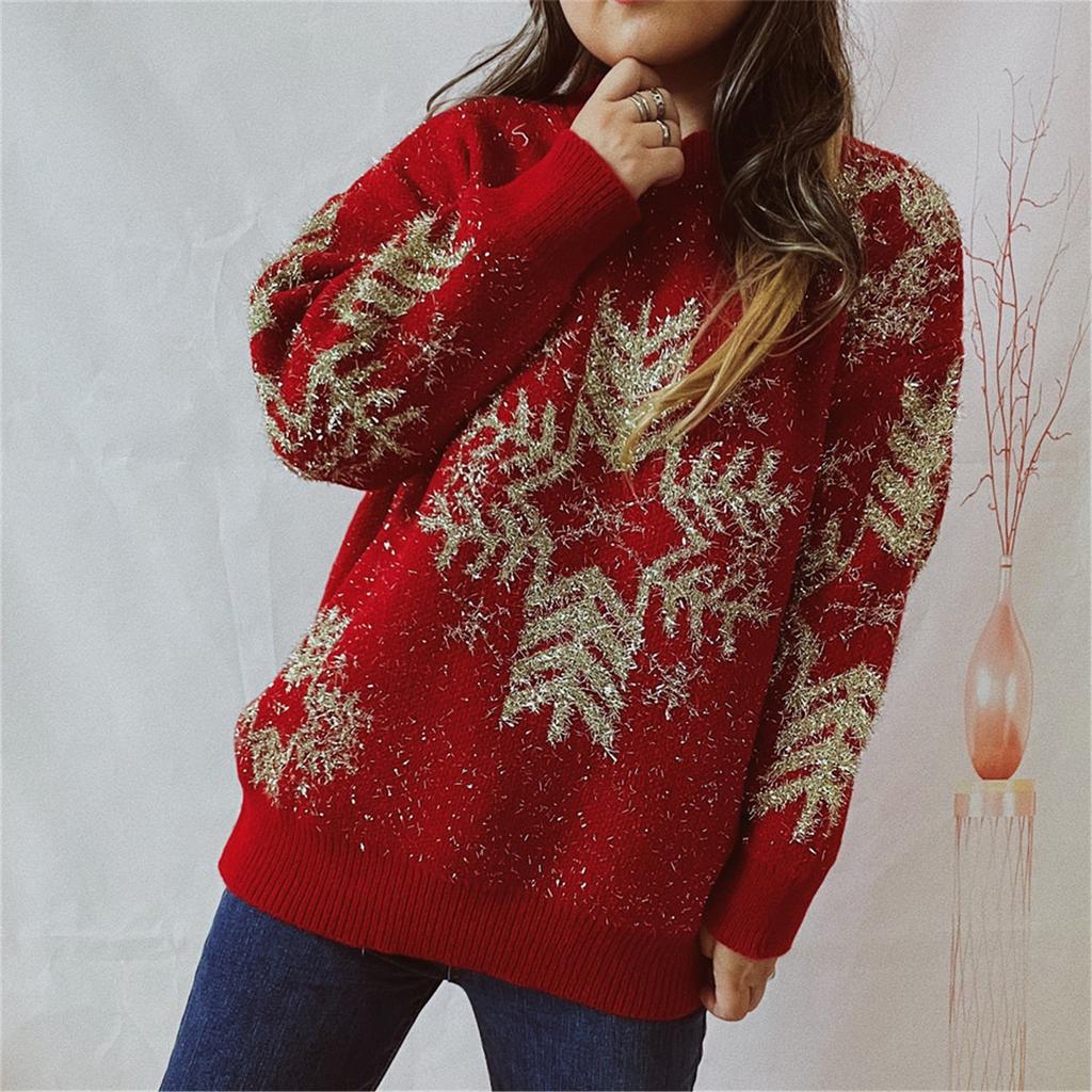 Women's /Winter Fashion Christmas Sweater Round Neck Long Seeve Sweater