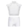 Girls Sleeveless Crop Top Shiny Rhinestones Cutout Design with V Front Waistband Shorts Dance Outfit