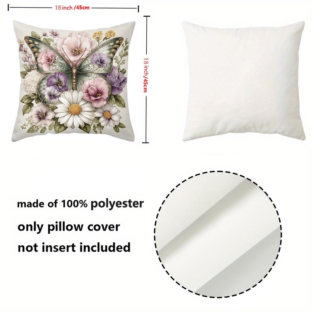 1 Pieces Vintage Floral Butterfly Decorative Throw Pillow Covers Pattern Cushion Cover Suitable For Sofa Bedroom Pillow Cover