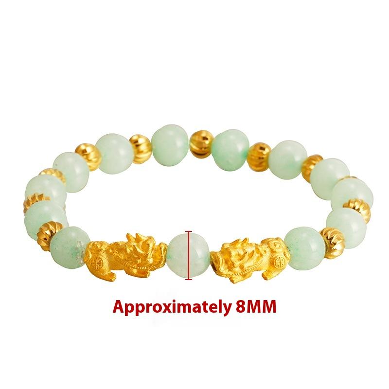 Gold Sand Double Pixiu Imitation Agate Chalcedony Bracelet for Women New Transformation & Fortune Bead Jade Imitation Garnet Bracelet