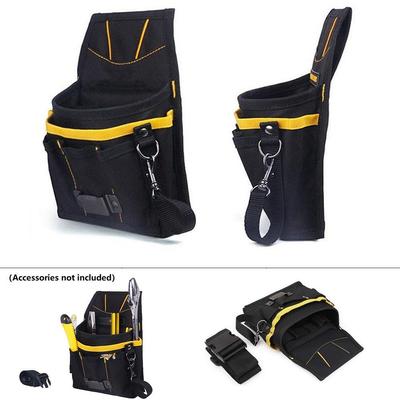Werkzeugtasche mit Gürtelaufbewahrung, 24 x 17 x 4 cm, 600D Oxford-Gewebe, Schwarz