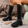 Retro Brown Thick Bottom Long Riding Boots Women 2025 Winter Comfort Platform Thick Heel Western Cowboy Boots Knee High Booties
