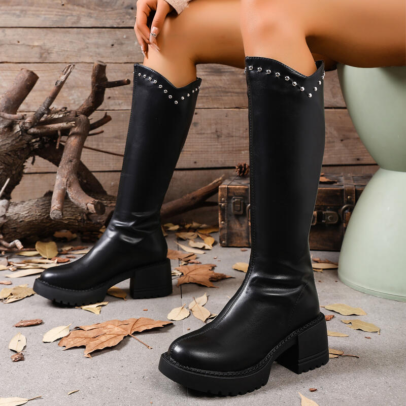 Retro Brown Thick Bottom Long Riding Boots Women 2025 Winter Comfort Platform Thick Heel Western Cowboy Boots Knee High Booties