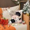 Anime Boys' love Pillow Case Anti-dustmite Pillow Invisible zipper silky short plush Sofa cushion cover