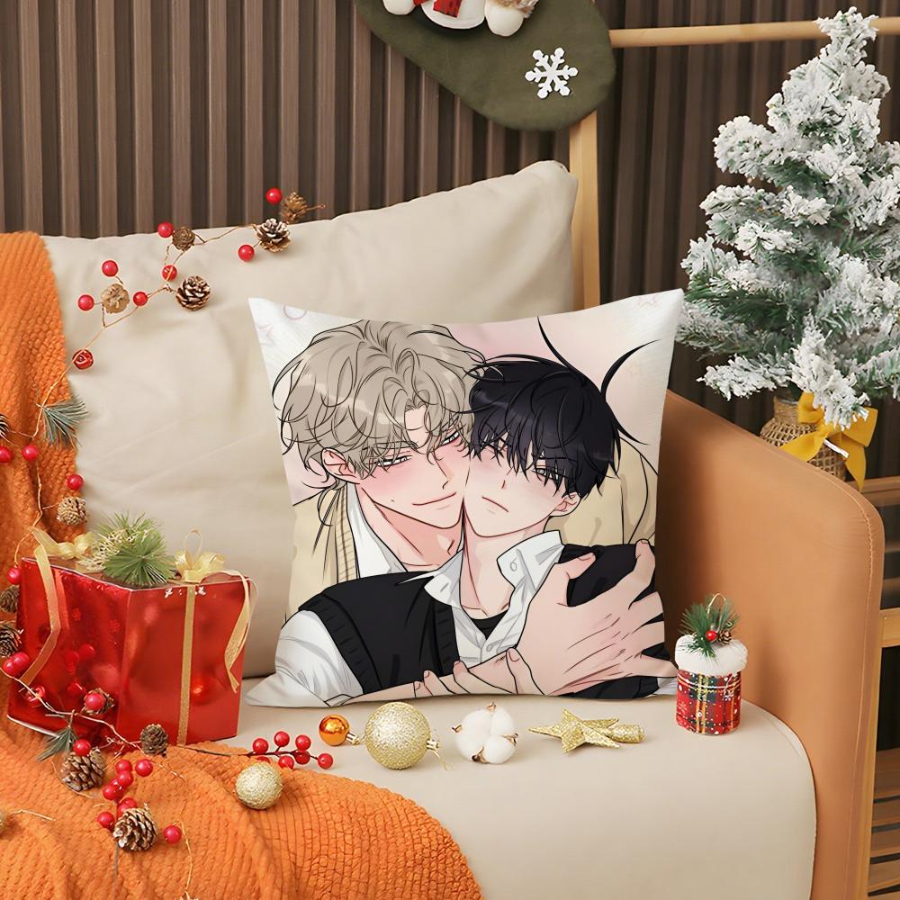 Anime Boys  love Pillow Case Anti-dustmite Pillow Invisible zipper silky short plush Sofa cushion cover 30X30cm