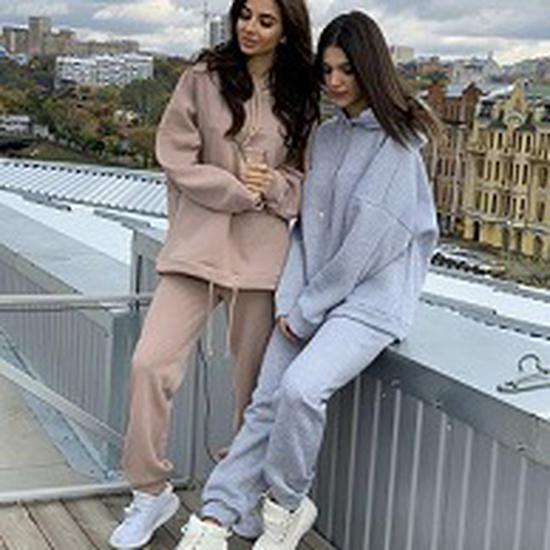 Women's Casual Fleece Hooded Two-Piece Sweatshirt Set - Loose Fit, Autumn/Winter 2023 Style