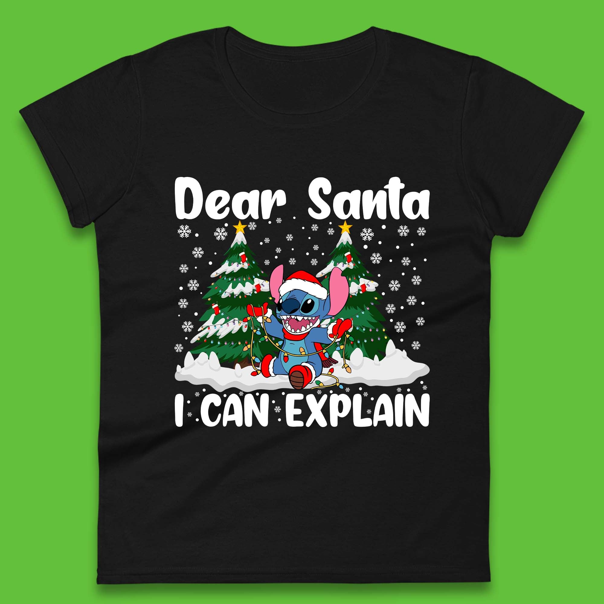 Santa Stitch Christmas Womens T-Shirt Mens Tops Tees Unisex 3XL