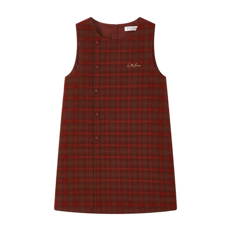 ELLE KIDS Girls  Festive Plaid Vest Dress 150