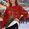 Women's Fashion Casual Long Sleeve Christmas Printed Round Neck Plus Velvet Thickened Sweatshirt