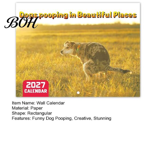 Yearly Appointment Tracker 2027 Wall Calendar, Dogs Pooping in Beautiful Places 12 Monthly Jan. Planner - Dec. 2027, Funny Dog Gag Gifts for