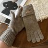 Fashion Winter Warm Gloves Women Korean Touch Screen Gloves Finger Holes Solid Color Thickened Warm and Cold Resistant Glove