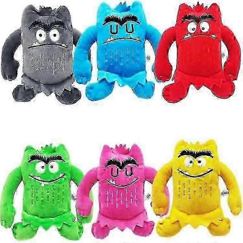 Monster Plush Toys, My Emotional Little Monster Cartoon Doll, Blue/red Monster Plush Toy, Color Plush Doll Set-1set 6pcs