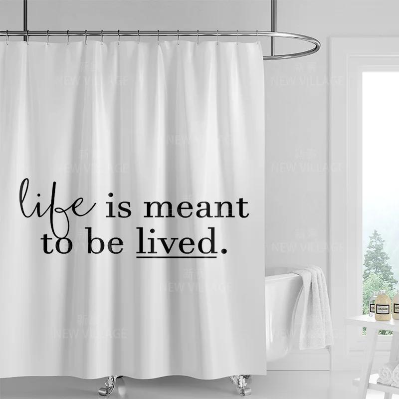 White Shower Curtain with Inspiring Quote for Bathroom Decor Perfect Gift Idea